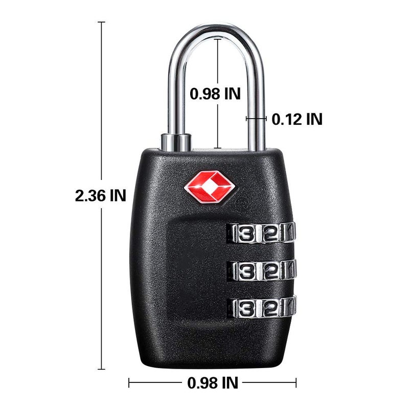 Cluckyu TSA Luggage Locks (4Pack) - 3 Digit Combination Padlocks - Approved Travel Lock for Suitcases & Baggage (Black) - Image 4
